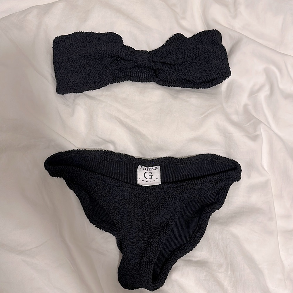 Hunza G Jean seersucker bandeau bikini - one size